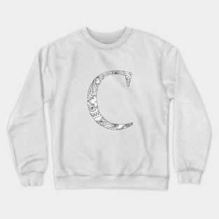 Henna Alphabet C / Henna Letter C - Black Henna Line Art Crewneck Sweatshirt